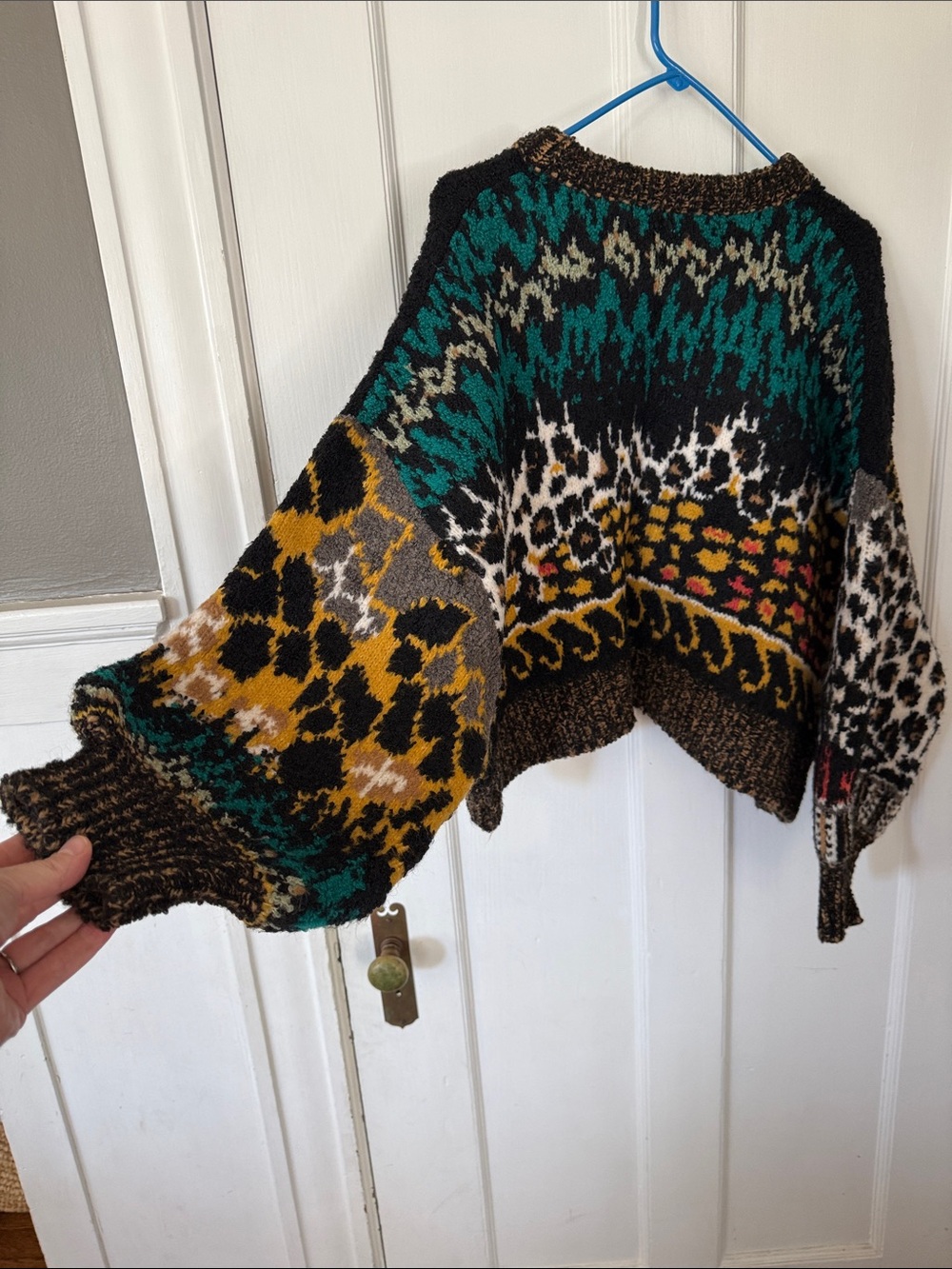 Anthropologie Pilcro Patterned sweater, NWOT, Medium, Black/orange/teal - Picture 5 of 6
